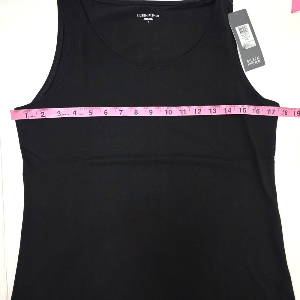 New Eileen Fisher Black Scoop Neck Organic Cotton Tank Top Blouse Size Small - Picture 4 of 7